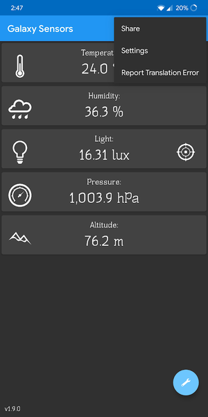 Galaxy Sensors - Image screenshot of android app