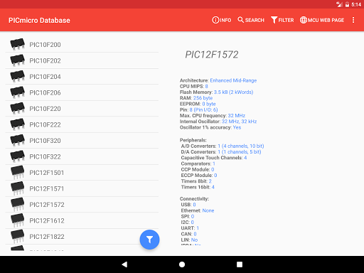 PICmicro Database - Image screenshot of android app