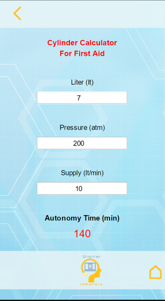 Oxygen Cylinder Autonomy for D - Image screenshot of android app