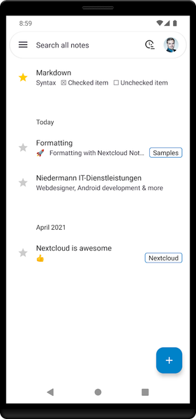 Nextcloud Notes - عکس برنامه موبایلی اندروید