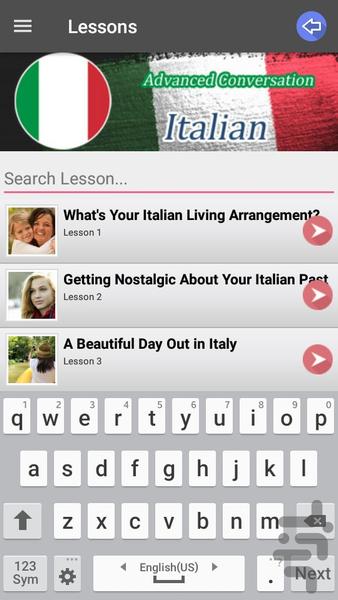 مکالمه ایتالیایی پیشرفته - عکس برنامه موبایلی اندروید