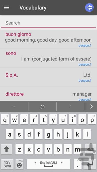 آموزش زبان ایتالیایی مقدماتی - عکس برنامه موبایلی اندروید