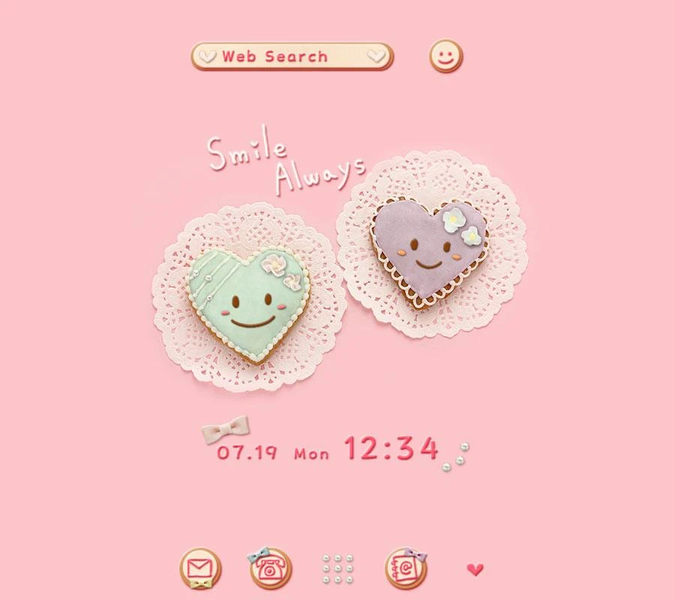 Cute Theme-Heart Cookies- - Image screenshot of android app