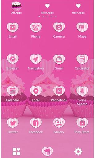 Pink Heart Cupcakes Theme - Image screenshot of android app