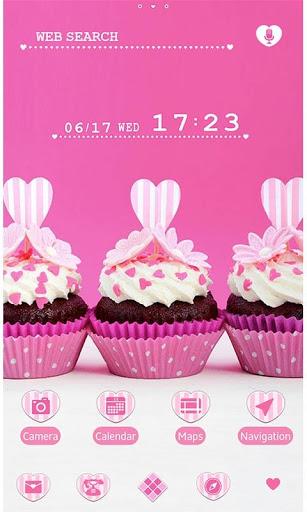 Cute Theme Pink Heart Cupcakes - Image screenshot of android app