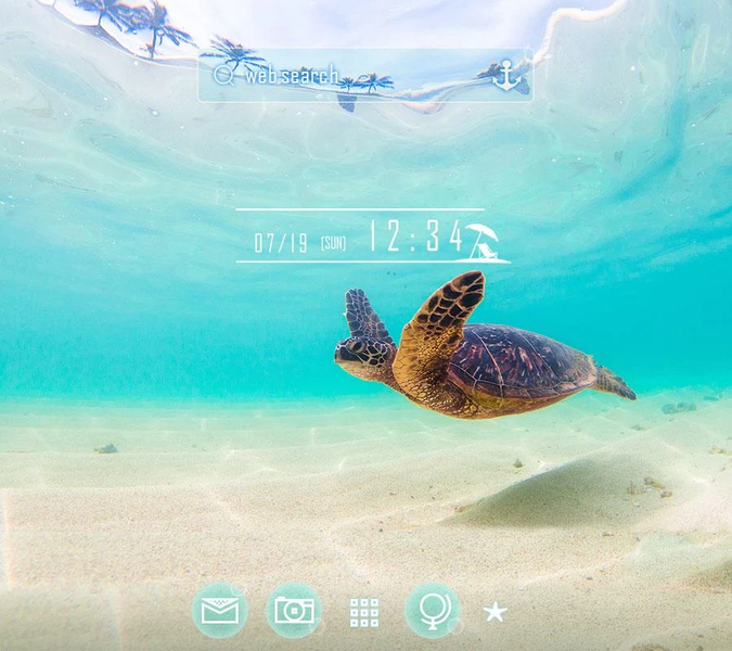 Sea Turtle's Swim +HOME Theme - Image screenshot of android app