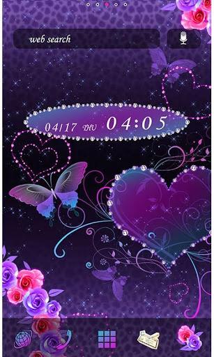Butterfly Theme Violet Hearts - عکس برنامه موبایلی اندروید