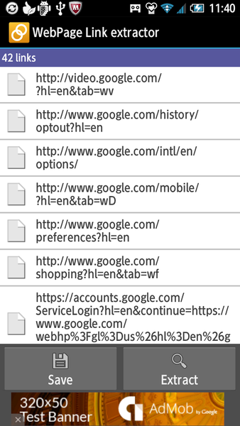 WebPage Link extractor - Image screenshot of android app