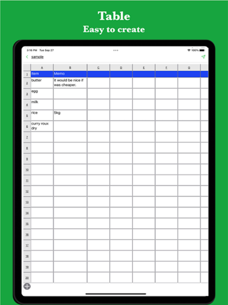 Simple Table - Note as table - Image screenshot of android app