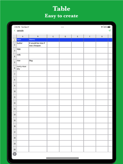 Simple Table - Note as table - Image screenshot of android app