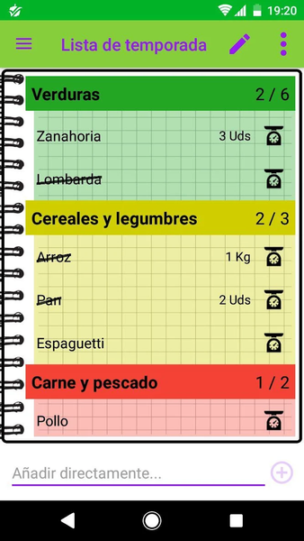 Seasonal shopping list - Image screenshot of android app