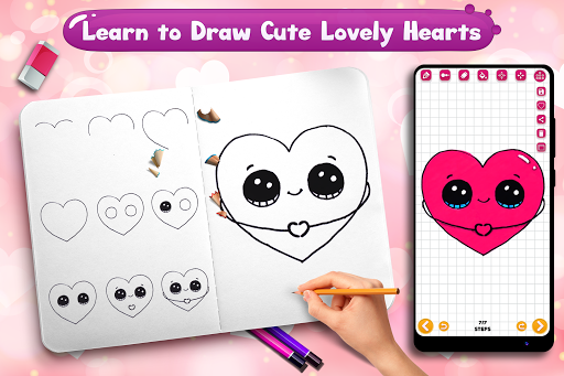 Learn to Draw Lovely Hearts - Image screenshot of android app