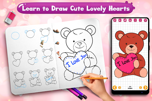 Learn to Draw Lovely Hearts - Image screenshot of android app