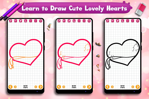 Learn to Draw Lovely Hearts - Image screenshot of android app