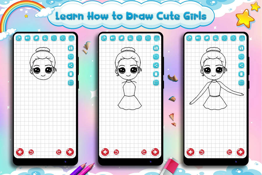 Learn to Draw Cute Girls - عکس برنامه موبایلی اندروید