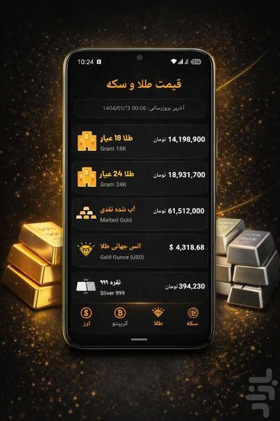 نرخ نما : قیمت ارز طلا سکه خودرو - عکس برنامه موبایلی اندروید