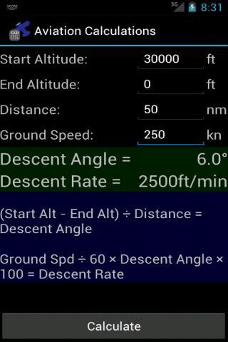 Aviation Calculations - Image screenshot of android app