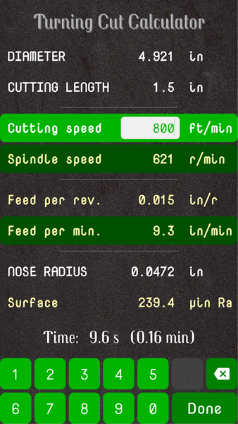 Turning Cut Calculator - عکس برنامه موبایلی اندروید