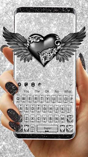 Glitter Silver Heart Keyboard Theme - Image screenshot of android app