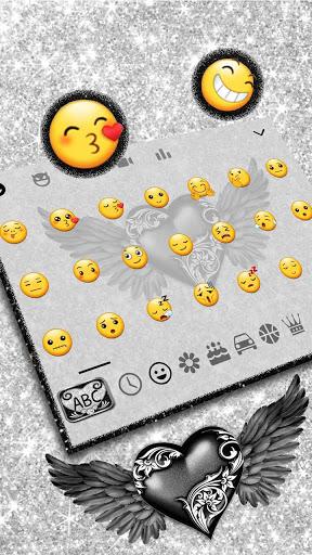 Glitter Silver Heart Keyboard Theme - Image screenshot of android app