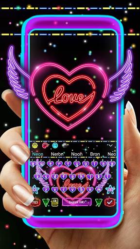 Colorful Neon Sparkling Heart Keyboard - عکس برنامه موبایلی اندروید