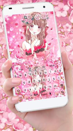 Pink Cuteness Floral Girl Keyboard - Image screenshot of android app