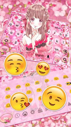 Pink Cuteness Floral Girl Keyboard - عکس برنامه موبایلی اندروید