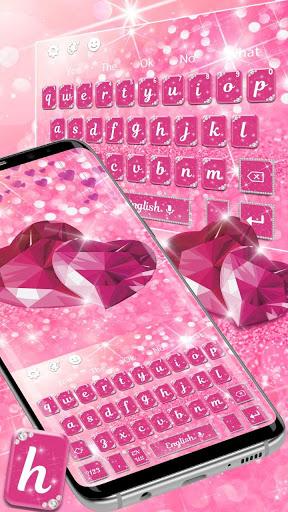 Pink Diamond Glitter Heart Keyboard Theme - Image screenshot of android app