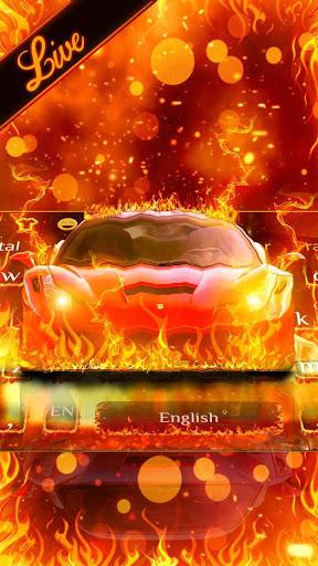 3D Fire Burning Car Keyboard Theme - Image screenshot of android app