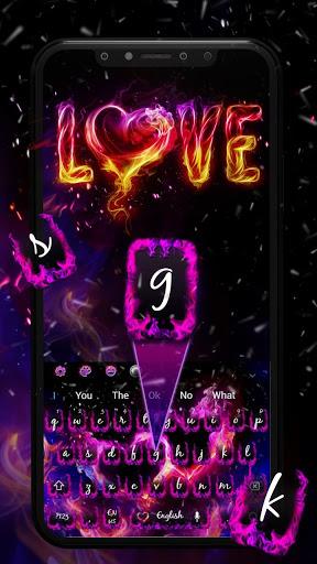 Fire Neon Heart Keyboard Theme - عکس برنامه موبایلی اندروید