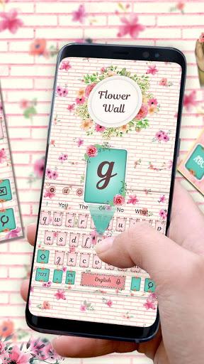 Girly Flowers Wall Keyboard Theme - Image screenshot of android app