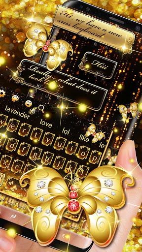 SMS Gold Butterfly Shining Keyboard Theme - Image screenshot of android app