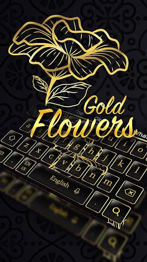 Gold Flowers Black Keyboard - عکس برنامه موبایلی اندروید