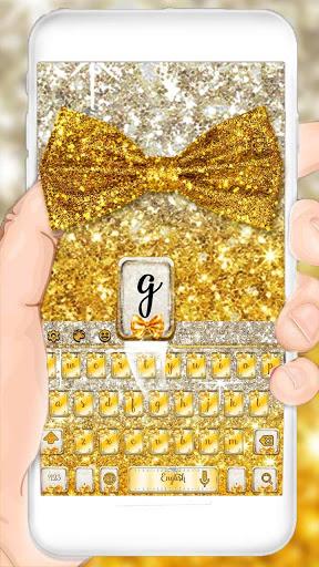 Gold glitter bowknot keyboard - Image screenshot of android app