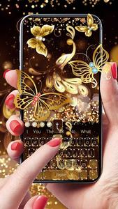 Gold Glitter Butterfly Keyboard - عکس برنامه موبایلی اندروید