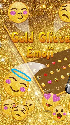 Golden Glitter Emoji Keyboard Theme - عکس برنامه موبایلی اندروید