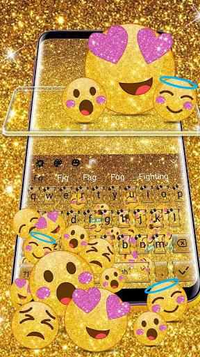 Golden Glitter Emoji Keyboard Theme - عکس برنامه موبایلی اندروید