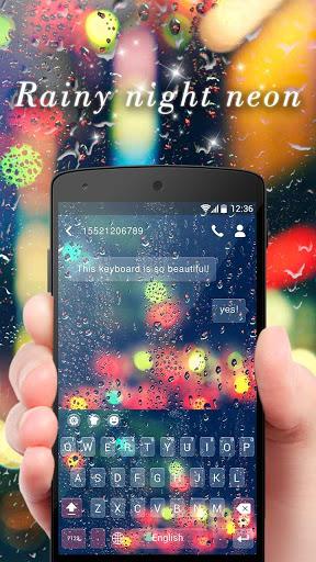 Rainy night neon keyboard - Image screenshot of android app
