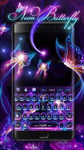 Fluorescent Butterflies Keyboard Theme - عکس برنامه موبایلی اندروید