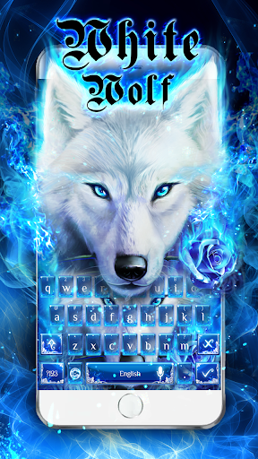 Blue Fire Wolf Keyboard Theme - Image screenshot of android app