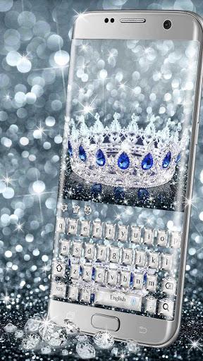 Princess Silver Crown Glitter Keyboard Theme - Image screenshot of android app