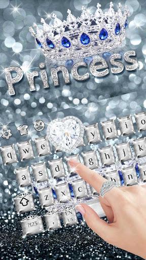 Princess Silver Crown Glitter Keyboard Theme - Image screenshot of android app