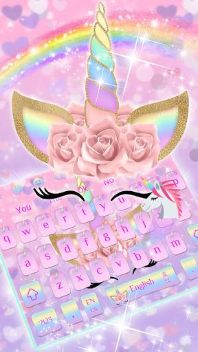 Pink Flower Unicorn Keyboard Theme - Image screenshot of android app