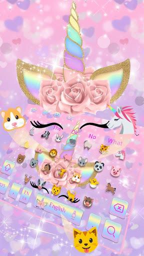 Pink Flower Unicorn Keyboard Theme - Image screenshot of android app