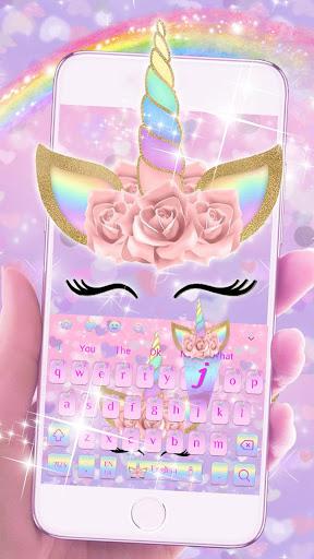 Pink Flower Unicorn Keyboard Theme - عکس برنامه موبایلی اندروید