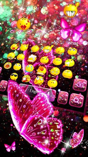 Pink Glitter Butterfly Keyboard Theme - عکس برنامه موبایلی اندروید