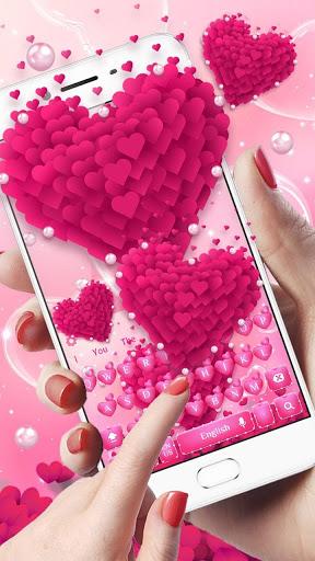 Pink love Heart keyboard - Image screenshot of android app