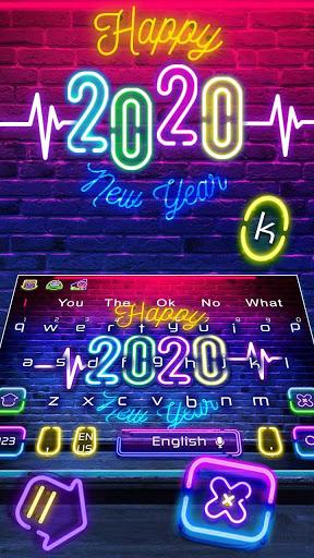 Neon Happy New Year 2020 Keyboard Theme - عکس برنامه موبایلی اندروید
