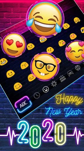 Neon Happy New Year 2020 Keyboard Theme - Image screenshot of android app