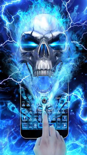 Horrible 3D Blue Flaming Skull Keyboard - Image screenshot of android app